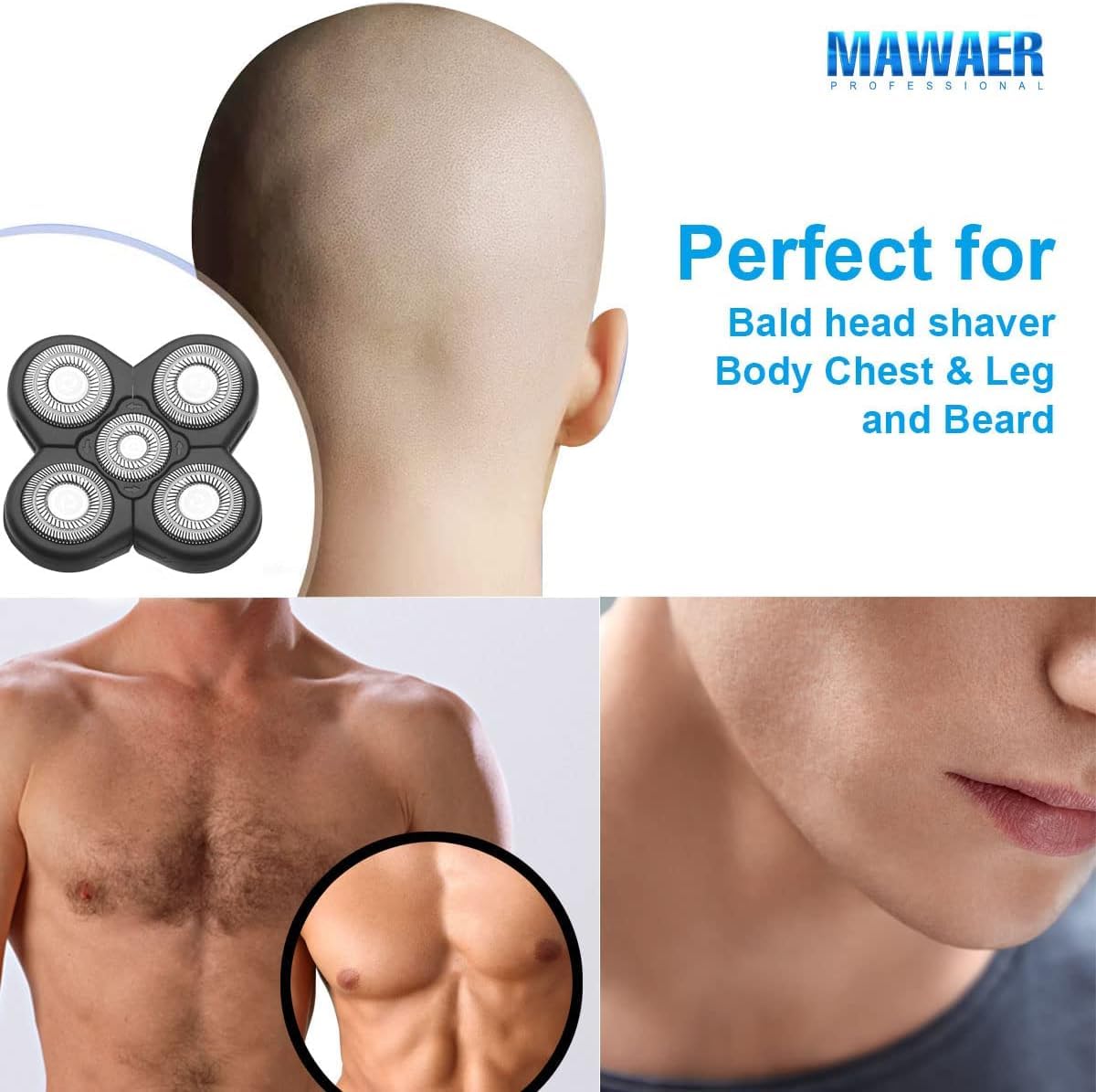 MAWAER Upgrade Version 7D Head Shaver Replacement Head Blades for Freedom G AidallsWel*** and Most Mainstream Brands Head Shaver Electric Shaver Razor Replacement Head