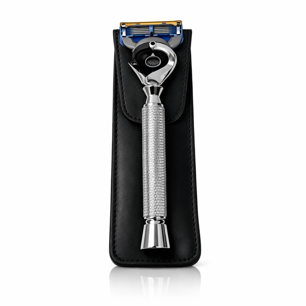 Flex Ball Handle Shaving Razor – All Chrome Long Handle Razor with Flex Pivot Technology & Diamond Knurled Grip for Men’s Precision Shaving