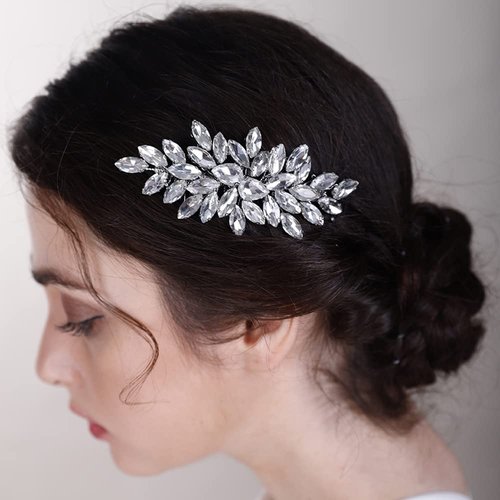BERYUAN Crystals Hair Comb for Bride for Women for Girls Cute Teardrop Hair Comb Slide Multi-Color Purple