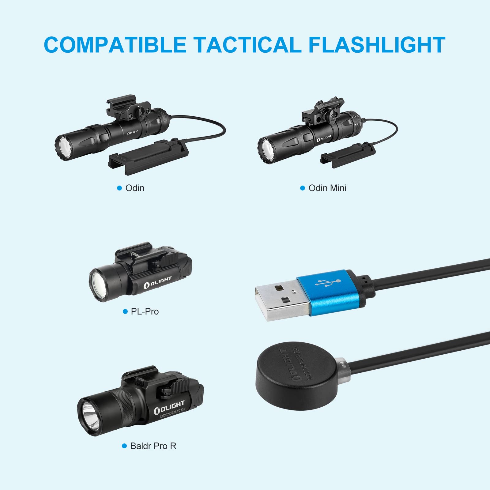 OLIGHT MCC 3 Charger in Black Upgraded Smart Magnetic Charging Cable Only Suitable for Odin/OdinMini/OdinS/PL-Mini3/PL-Pro/Baton3 Series/Warrior Mini2/Perun2/Seeker3pro/Warrior 3s/Baldr Pro R/Arkfeld