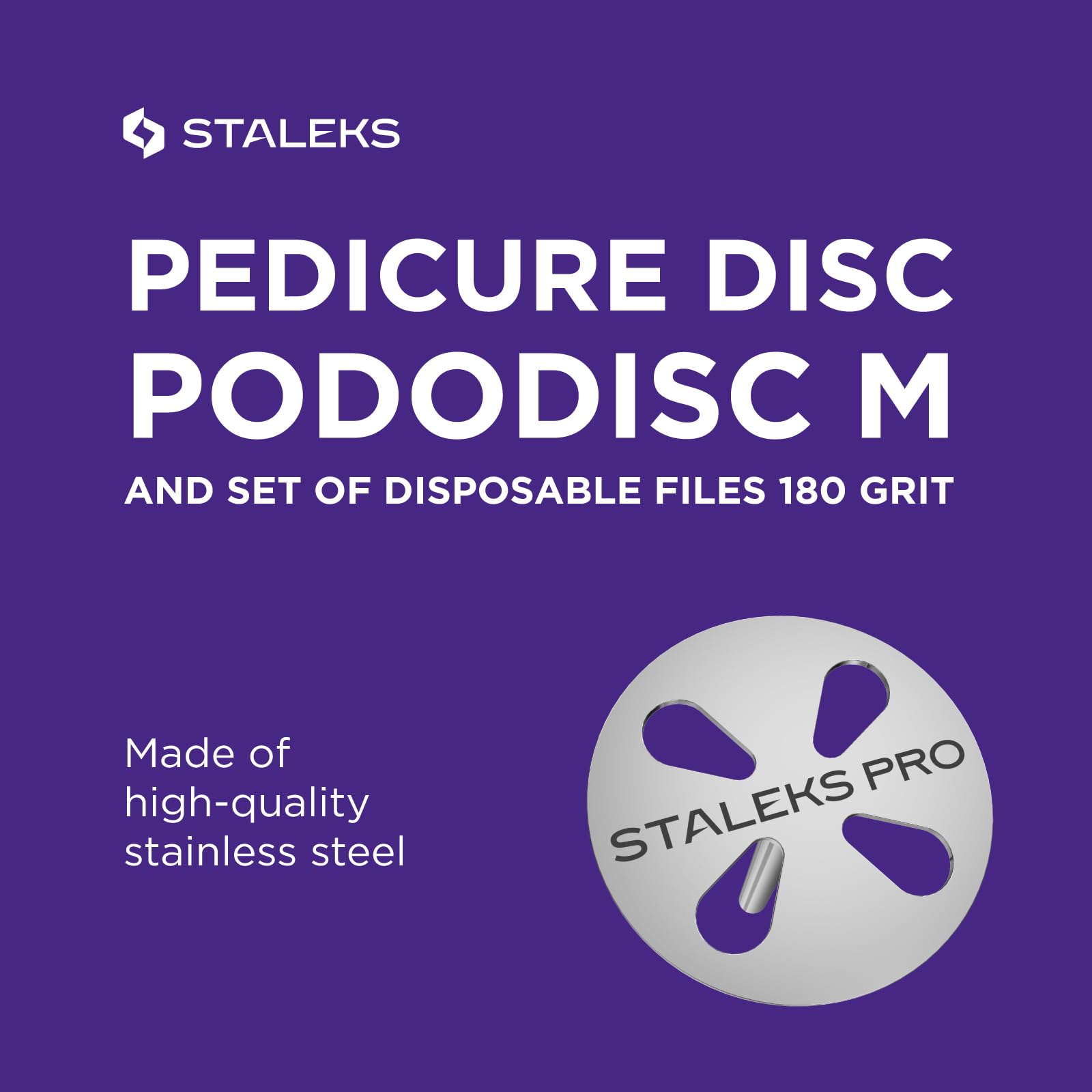 Staleks Pro PODODISC M Expert Pedicure Disc with 5 Disposable Files – 20 mm Diameter – 180 Grit – Stainless Steel – for Hardware Pedicure