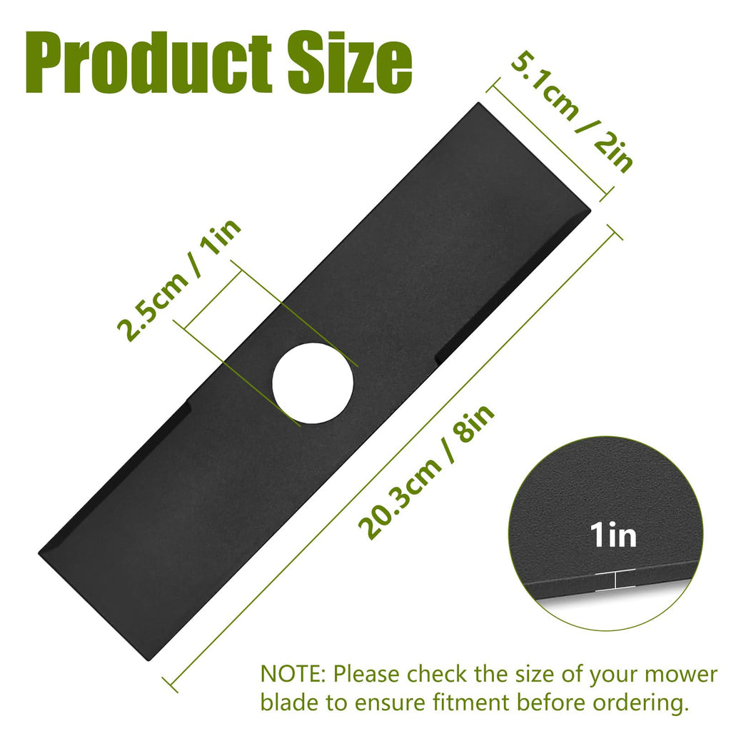 DuoMaDuoBB 3PCS Black Coated Steel Edger Blades 8 x 2 Inch with 1 Inch Center Hole Heavy Duty Reversible Lawn Trimmer Blades