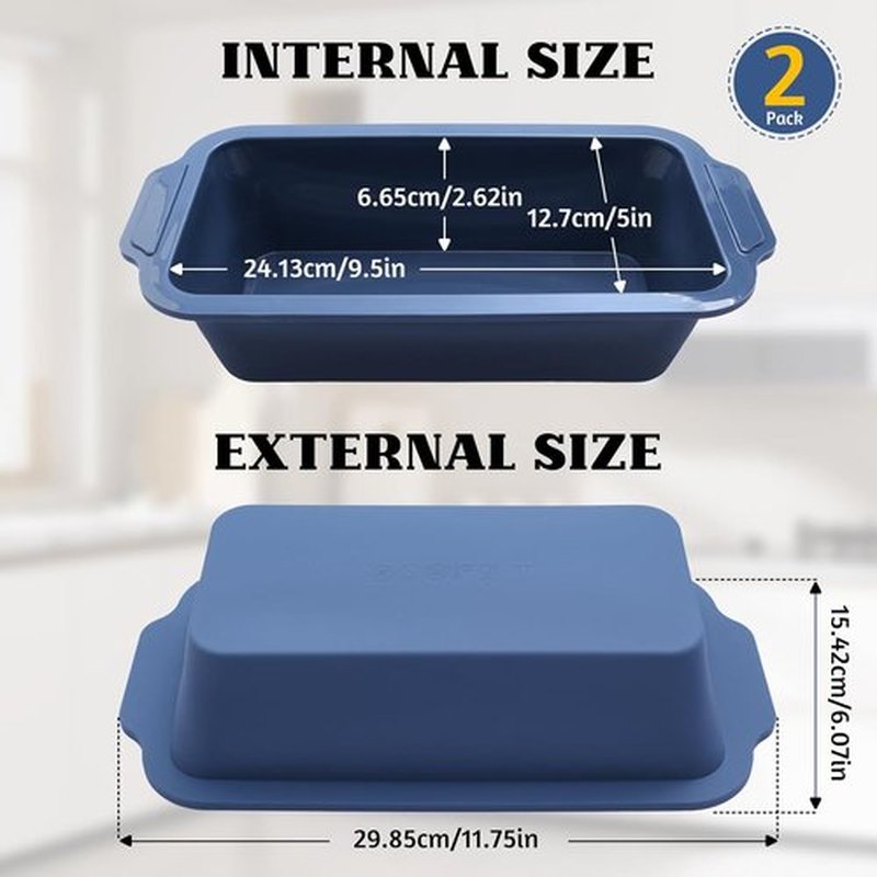 Skiennix Silicone Bread Pan - Nonstick 9.5 x 5 Inch Loaf Pan with Metal Frame for Homemade Baking