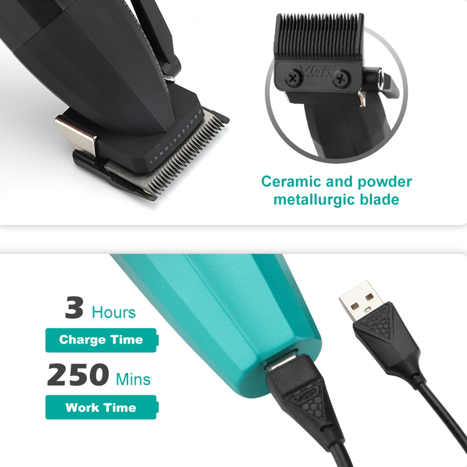 VGR 003 & 906 Professional Hair Clipper and Trimmer Set for Men, Gold
