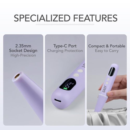 GAOY Cordless Electric Nail File, Nail Drill with LED Display for Acrylic Gel Nails, Hand Feet Trimmer Buffer Tool, Violet Purple