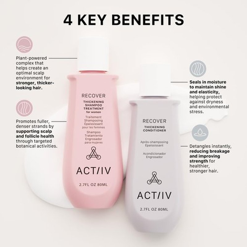 ACTIIV Recover Travel Duo For Women - Plant-Based Hair Care for Fuller, Healthier-Looking Hair | Color-Safe, Vegan