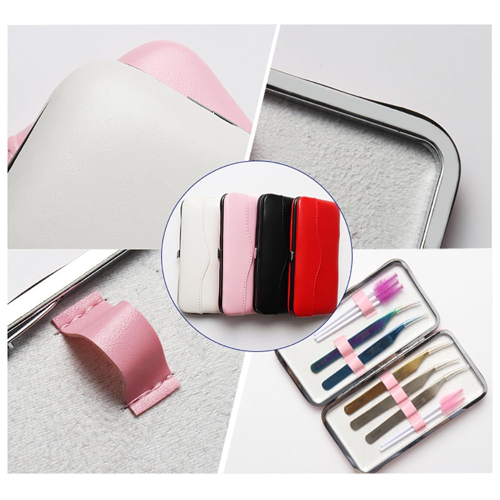 GSHLLO PU Leather Tweezer Storage Bag - Eyelash Extension Tweezer Case - Pink