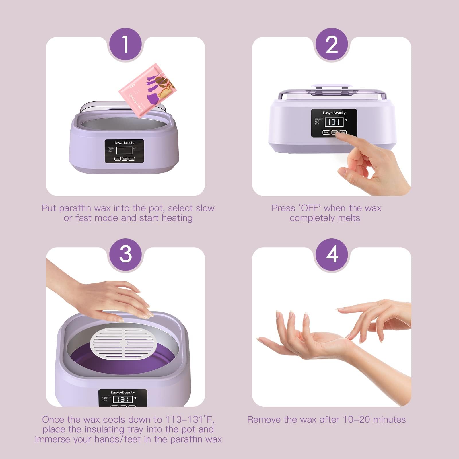 Paraffin Wax Machine for Hand and Feet - 3000ml Hand Wax Paraffin Machine for Arthritis,Touchscreen Paraffin Wax Warmer with 6 Packs Lavender Wax (2.64 lbs), Paraffin Bath for Smooth & Soft Skin