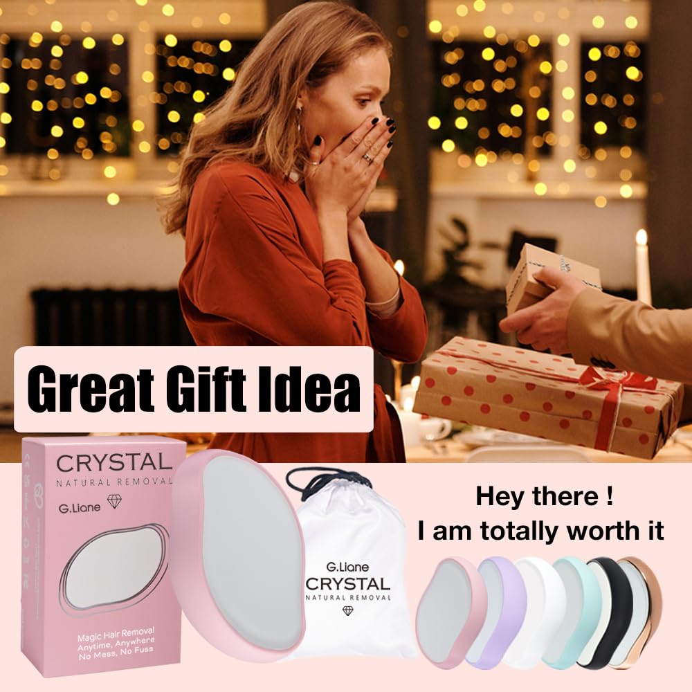 G.Liane Crystal Hair Eraser,Physical Glass Hair Removal,Reusable Nano Hair Remover Stone,Epilator for Women and Men,Soft Silky Skin (Pink)