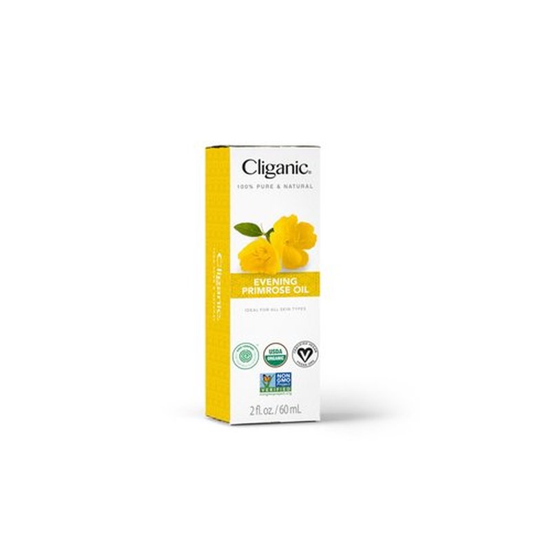 Cliganic Organic Evening Primrose Oil, 100% Pure (2oz) - For Hair & Face | Natural Cold Pressed Unrefined