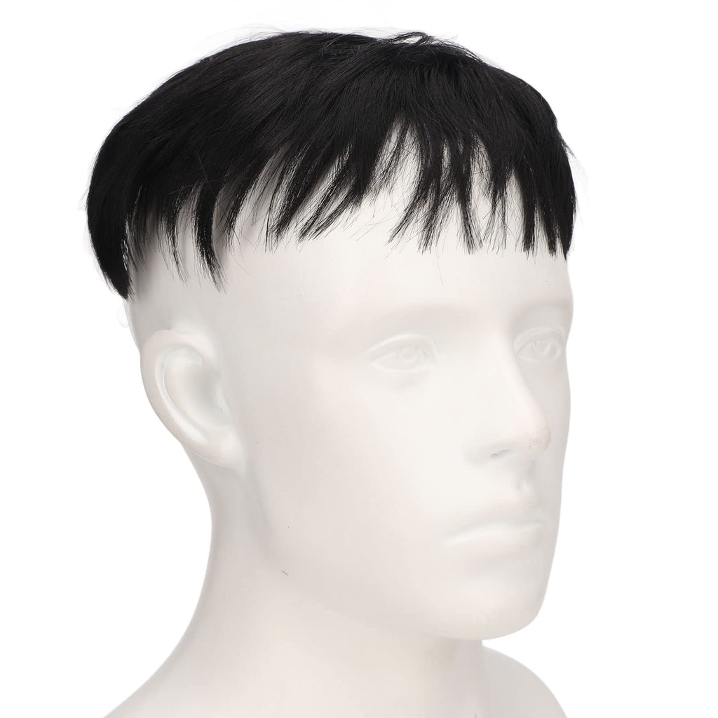 ZASCHMOY Toupee for Men, Real Human Hair Topper Wig with Hairline, Breathable Comfortable Black Short Hairpiece for Daily Use
