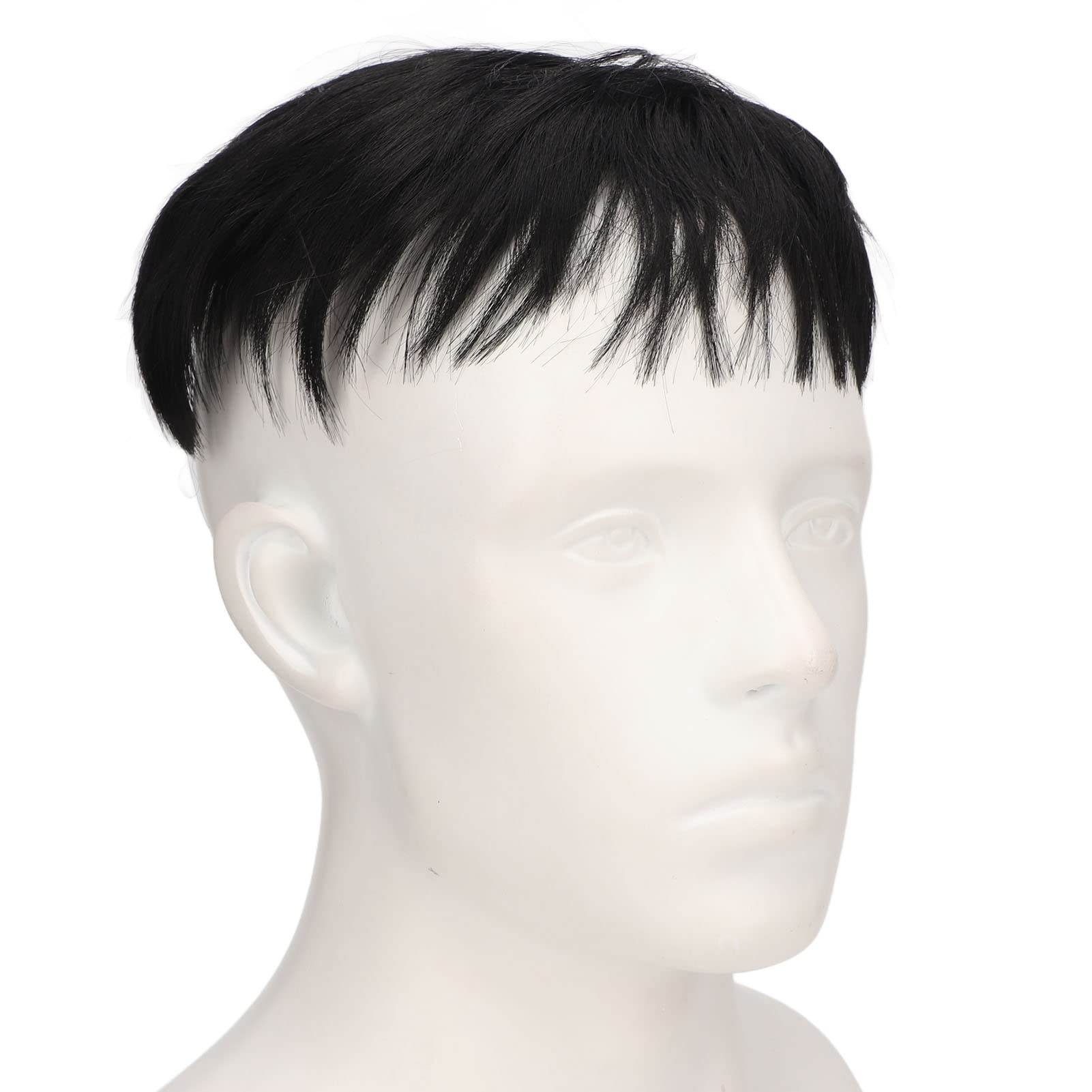 ZASCHMOY Toupee for Men, Real Human Hair Topper Wig with Hairline, Breathable Comfortable Black Short Hairpiece for Daily Use