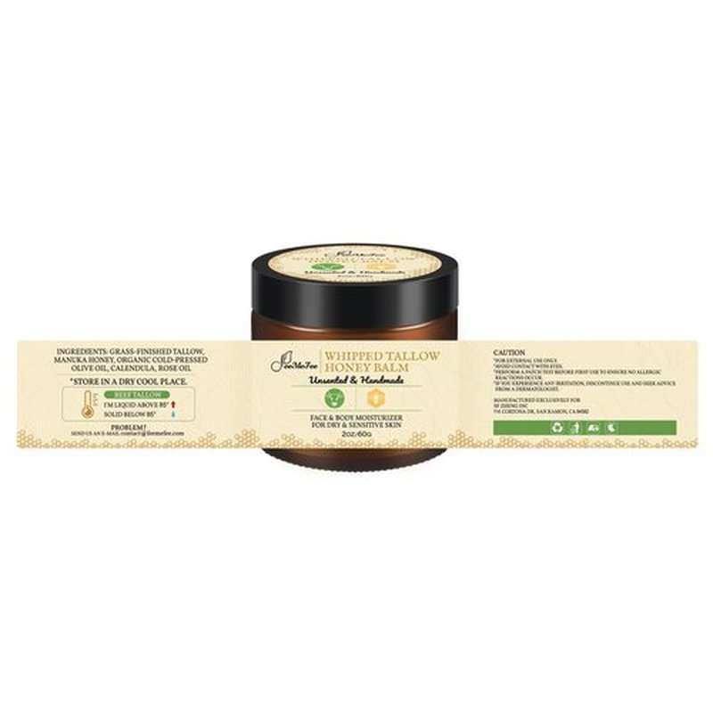 Beef Tallow for Skin 2oz | Tallow And Manuka Honey Balm | Unscented Tallow Face Moisturizer | Beef Tallow for Face | Organic Grass Fed Beef Tallow Balm | Whipped Beef Tallow Lotion Face Cream