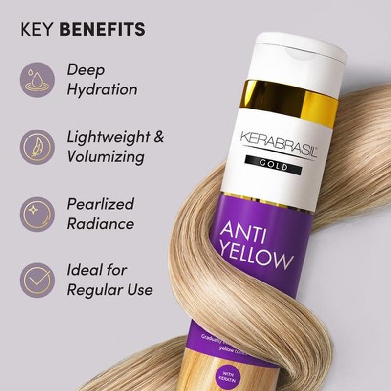 Antiyellow Conditioner - Neutralizes Brassy Tones & Enhances Cool Blonde - Deep Hydration for All Hair Types