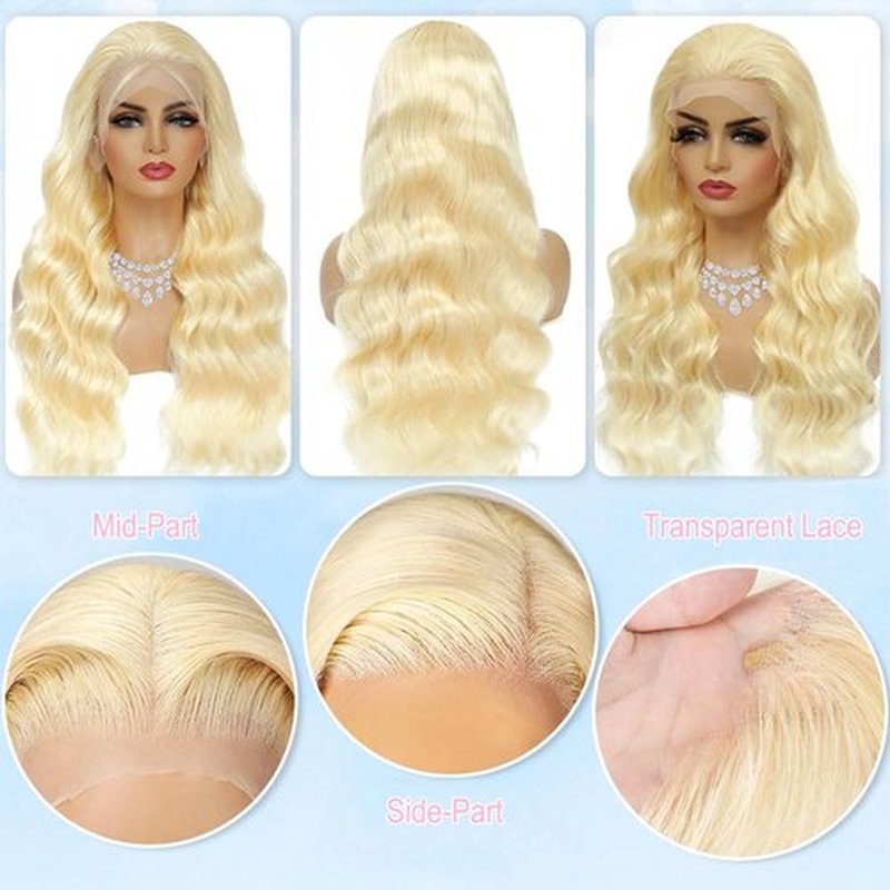 HELLOSH 32 Inch 613 Lace Front Wig Human Hair 200 Density Blonde Wig Human Hair 613 13X6 Body Wave Lace Front Wigs Human Hair Pre Plucked 613 HD Lace Frontal Glueless Wigs For Women