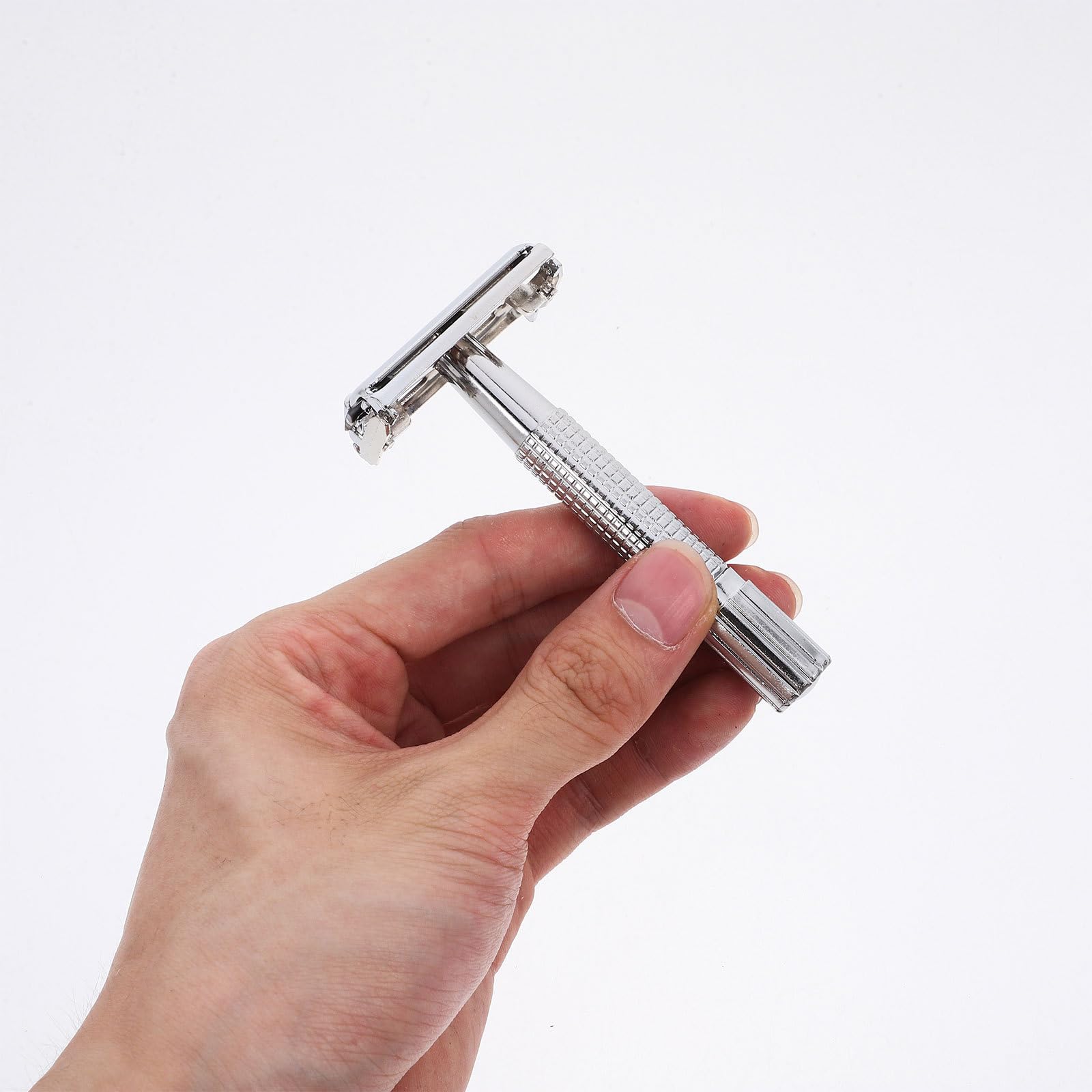 KALLORY Manual Safety Razor Double Edge Butterfly Open Shaving Cutter with Replaceable Blades Stainless Steel Old Style Beard Shaver for Men Facial Hair Removal