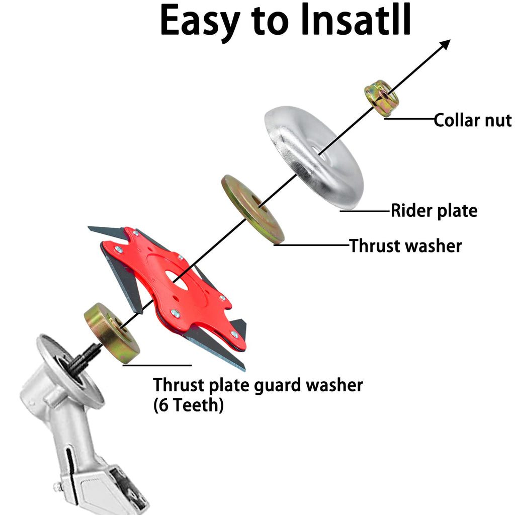 Cokacot 2PCS 6 Steel Razors Trimmer Head Reversible Weed Eater Blades Metal Mn65 Brush Cutter Blades Professional Grass Trimmer Head Replacement with 1 Pack 6 Teeth Adapter Kit for String Trimmers