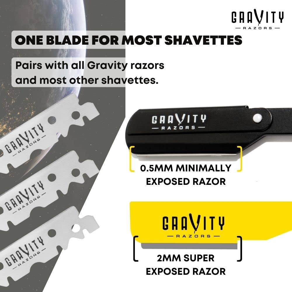 Gravity Razors Premium Single Edge Razor Blades - Swedish Steel Razor Blades for Safety Razors and Straight Edge Razors, by GRAVITY RAZORS (100 Count, 3-Pack)