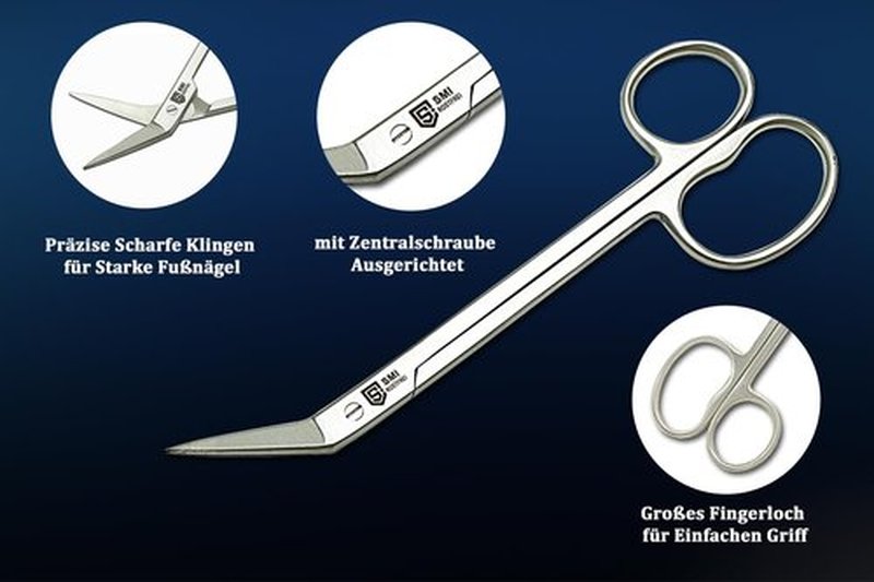 SMI 16 cm Long Handle Toenail Scissors for Seniors Podiatrist Nail Clippers for Disabled Thick & Ingrown Nails Stainless Steel Nail Scissors Nail Cutters (Large)