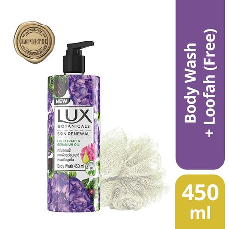 Lux Botanicals Skin Renewal Shower Gel - Natural Extracts, Paraben-Free, 450 ml / 15.2 Fl. Oz