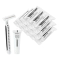 Disposable Razors in Bulk Pack of 30,Black Disposable Shaving Razors Individual Wrapped Twin Blade Bulk Disposable Razors with Clear Cap and 10g Shaving Cream for Homeless,Hotel,Travel,Charity,Shelter