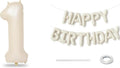 Beige Number 1 Balloon - Happy Birthday Balloon Banner for First Birthday Celebration