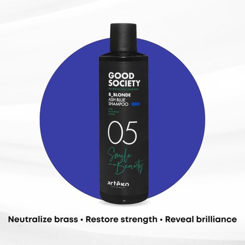 Artègo Good Society B_Blonde Ash Blue Shampoo - Tone Neutralizing Formula for Blonde & Bleached Hair | 8.5 oz