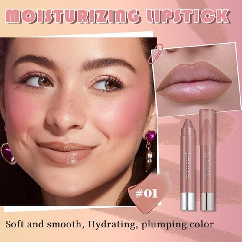Nuetral Nude Hydrating Cream Lipstick - Moisturizing Retractable Lip Crayon for Ombre Shades