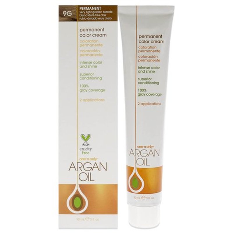 One N' Only Permanent Hair Color - Argan Oil Infused Hair Dye for Rich, Accurate Tones - 9G Very Light Golden Blonde (3 oz)