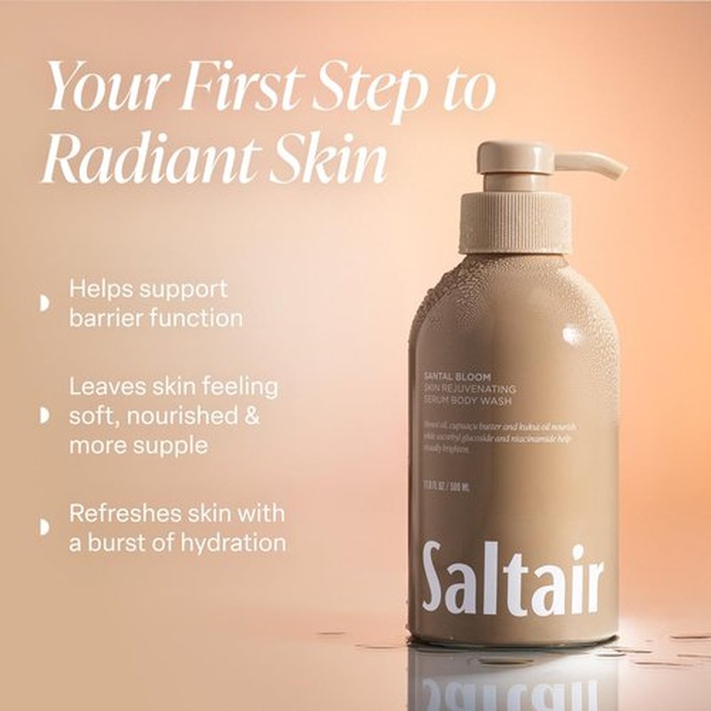 Saltair Body Wash 2-Pack – Santal Bloom – Moisturizing Body Wash with Monoi Oil and Cupuacu Butter – Scented Shower Gel for Women and Men – 2x 17oz – Vegan, Cruelty-Free, Paraben-Free
