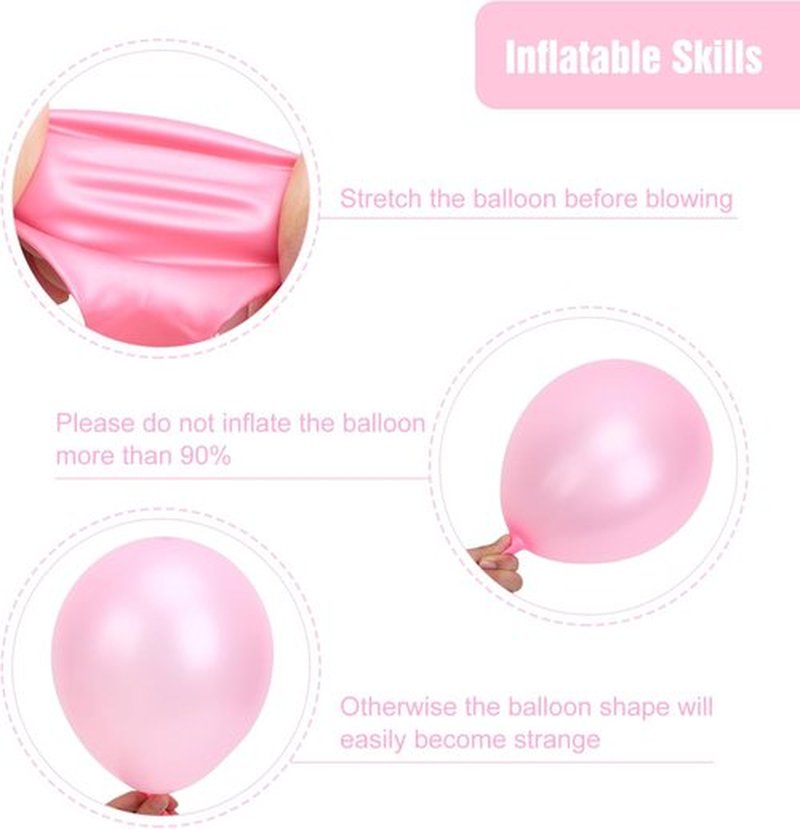 RUBFAC Pearl Pink Balloons - 129-Piece Latex Balloon Garland Kit for Weddings & Parties | 5-18 Inch Sizes