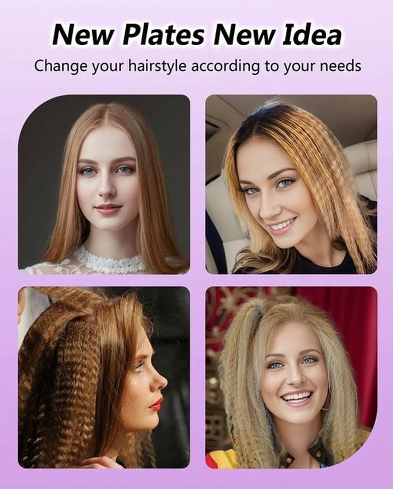 DSHOW Hair Crimper for Women with 4 Interchangeable Plates, Crimper Hair Iron Volumizing Flufft Hairstyle Crimping Iron for Hair with 5 Heat Settings & 60 Min Auto Off