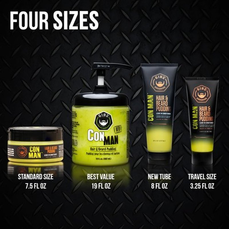 GIBS Con Man Hair & Beard Pudding - Leave-In Conditioner & Curl Definer - 3.25 oz Travel Size