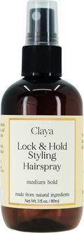 Claya Lock and Hold Styling Hairspray - Natural Ingredients, Plant-Powered Hold for Sensitive Skin | Medium Hold