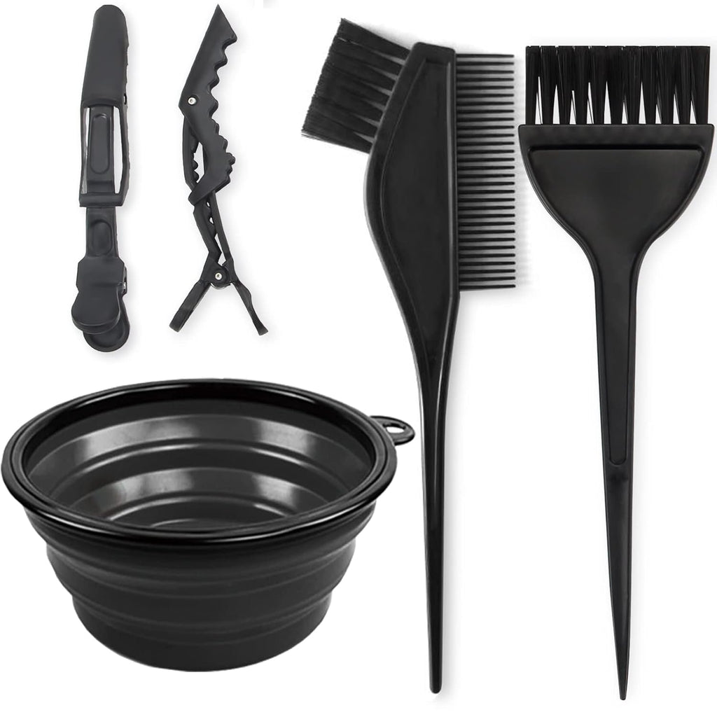 Yexixsr Professional Salon Hair Coloring Kit - 5 Pcs Hair Dyeing Tools with Brush, Bowl & Clips