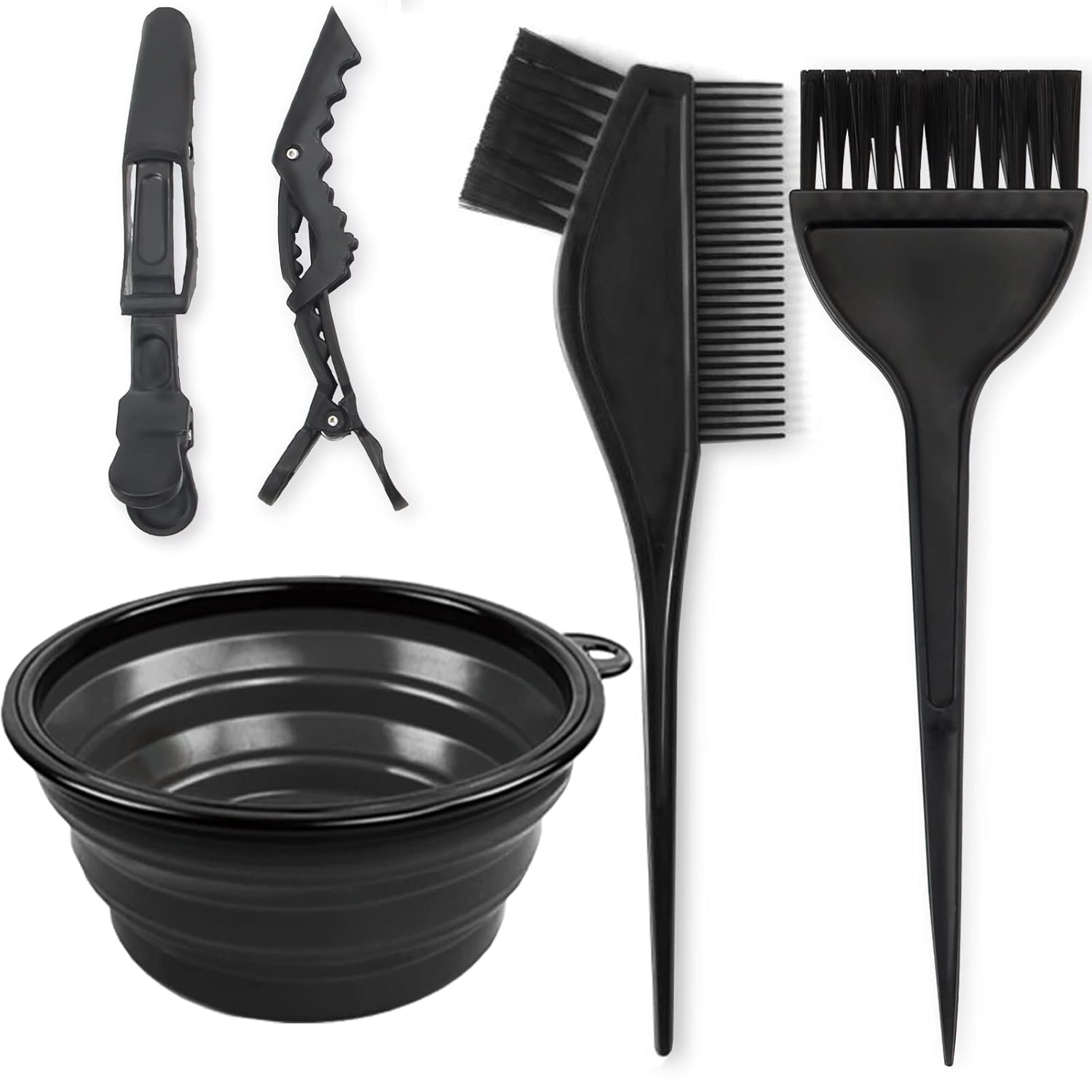 Yexixsr Professional Salon Hair Coloring Kit - 5 Pcs Hair Dyeing Tools with Brush, Bowl & Clips