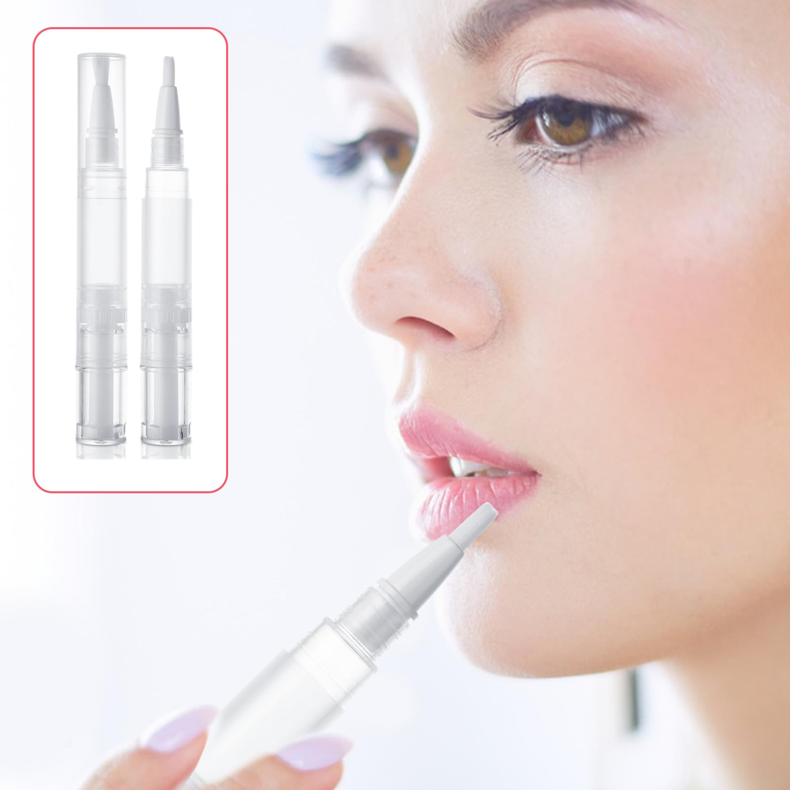 YOUNTHYE 50PCS 5ml Cuticle Oil Pen Empty Nail Oil Pen Refillable Cuticle Oil Pen Transparent Nail Oil Cuticle Pen Bulk Empty Nail Oil Pen with Brush Tip for Nail Polish, Lip Gloss, Eyelash