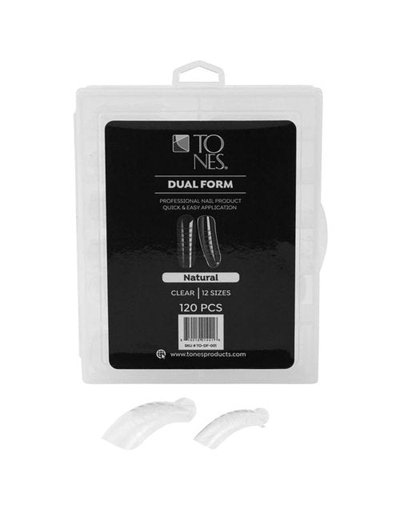 TONES Dual Form 120 PCS (Natural) Soft Reusable Gel Tips, Shape Nail Extension Mold