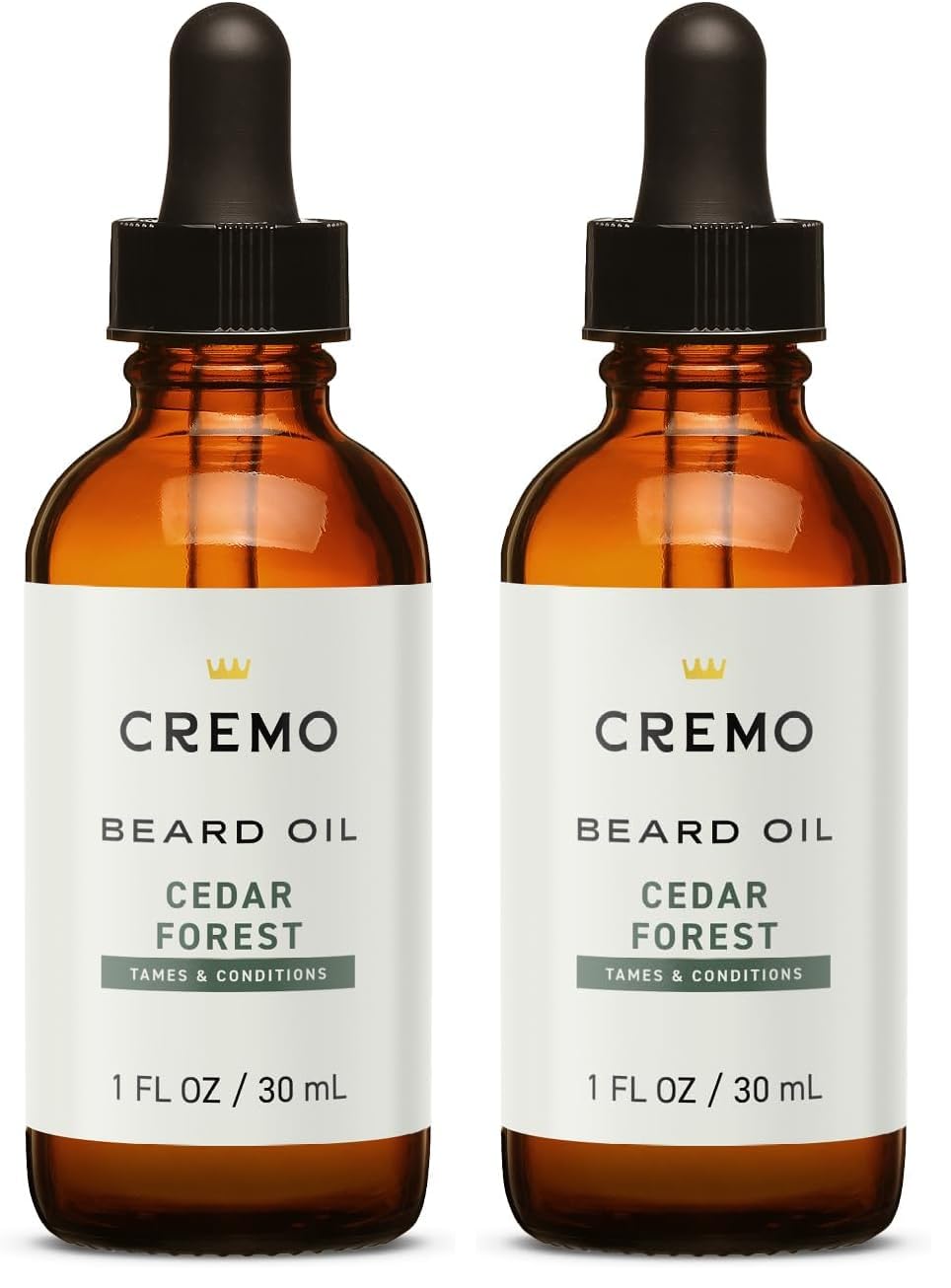 Cremo Beard Oil,Revitalizing Cedar Forest,1 fl oz - Restore Natural Moisture and Soften Your Beard To Help Relieve-Beard Itch,(Pack of 2)