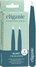 Cliganic Professional Eyebrow Tweezers Slant Tip - Precision for Men & Women, Stainless Steel Best for Plucking Chin Facial Hair
