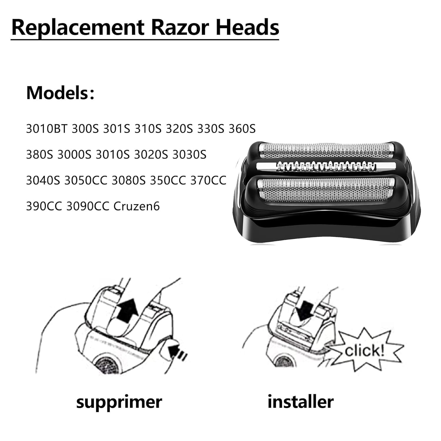 Replacement Head Compatible with Braun Razor,Replacement Blades Compatible with Braun Electric Shavers for Men