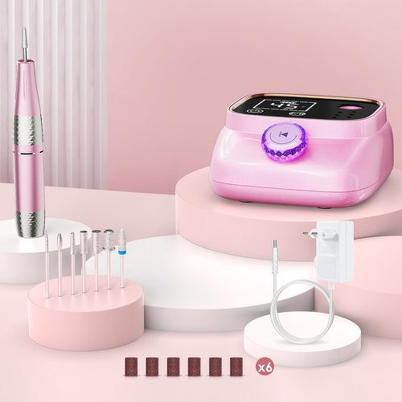 ANBEISTEE Electric Nail Drill 45000 RPM, Professional Rechargeable Nail File Kit, Nail Drill Machine, Nail Grinder, Acrylic Nail Kit for Any Manicure, Pedicure, Gel Polishing Removing, Pink