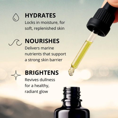 KelpGlow Facial Oil with Kelp Extract - Fragrance Free - Nourishing Face Oil for Glowing Skin - Clean & Natural Ingredients, Non-Greasy Formula - 10ml/0.34oz