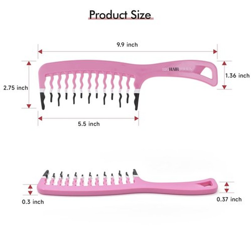 KISMETICS Big Hair Tools Extra Large Wide Tooth Comb for Thick, Curly, Wavy or Long Hair - Frizz-Free Detangling Shower Comb - Big Hair Comb and Microfiber Scrunchie