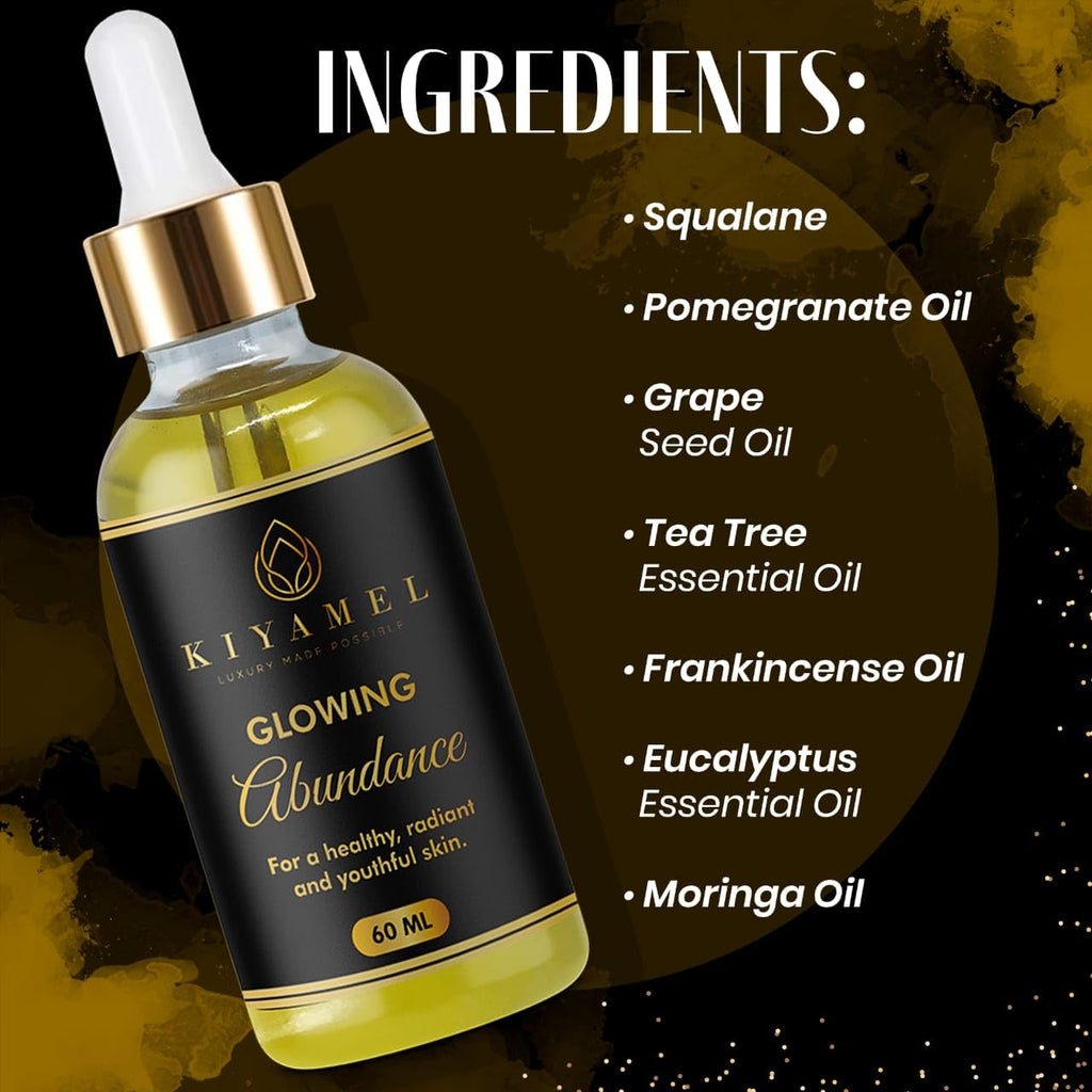 KIYAMEL Glowing Abundance Oil for Eczema Relief Face and Skin Moisturizer for Dull Skin Treatment for Dryness and Itchiness Hydrates and Protects Rich in Vitamin E