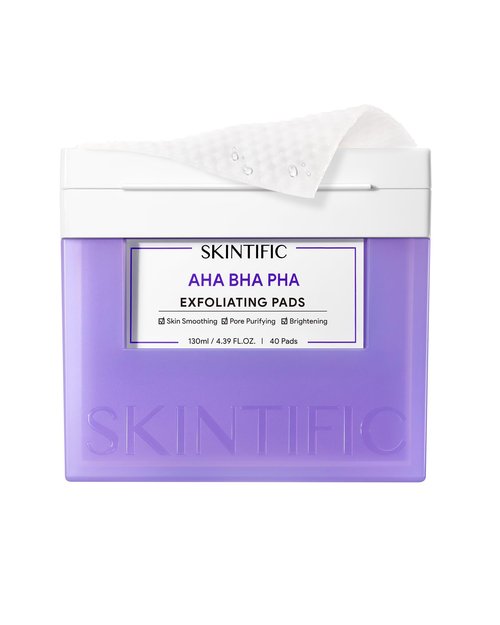 SKINTIFIC Gentle Exfoliating Pads with AHA BHA PHA & Niacinamide,Dual-Sided Acne Pore Cleanser for Smooth, Clear & Bright Skin, Soothing Toner Pads for Sensitive, Oily & Acne-Prone Skin（130ml）