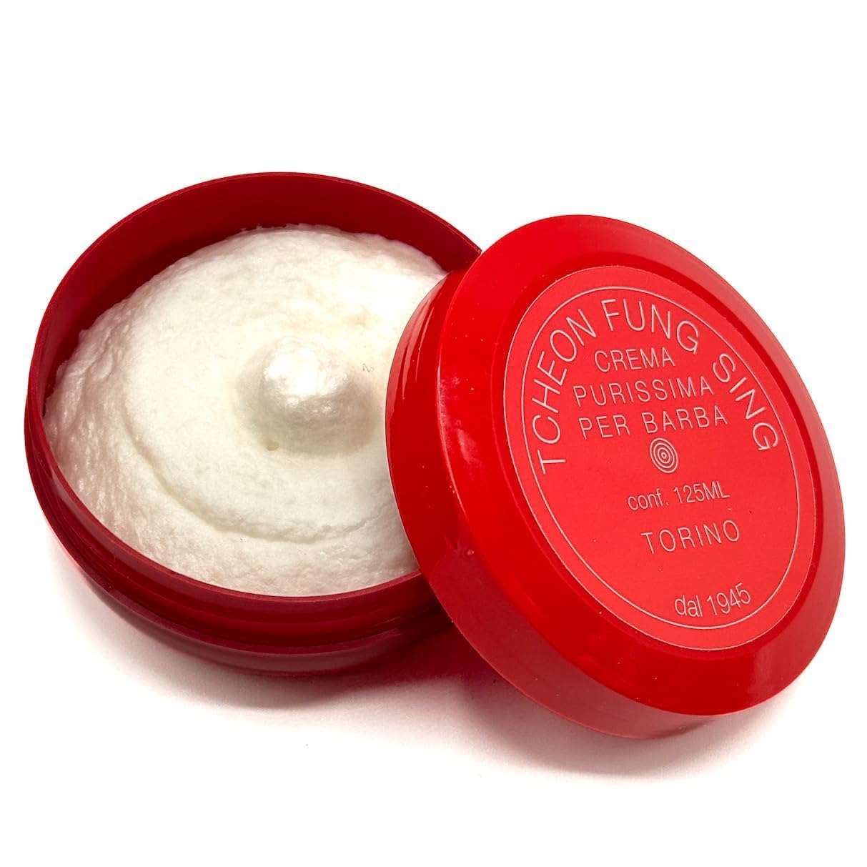 TFS Ciotola Rossa Semi‑Soft Shaving Soap – Classic Almond Scent – 125 ml / 4.2 oz – Rich Vegetable‑Based Lather – Reusable Tub – Crafted in Torino, Italy (Since 1945)