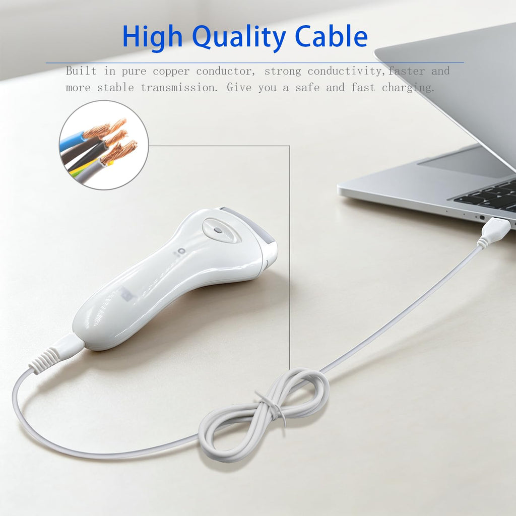 2 PCS Charger Cord Replacement for Pritech Electric Feet Callus Remover Foot Pedicure, USB Power Adapter Charging Cable