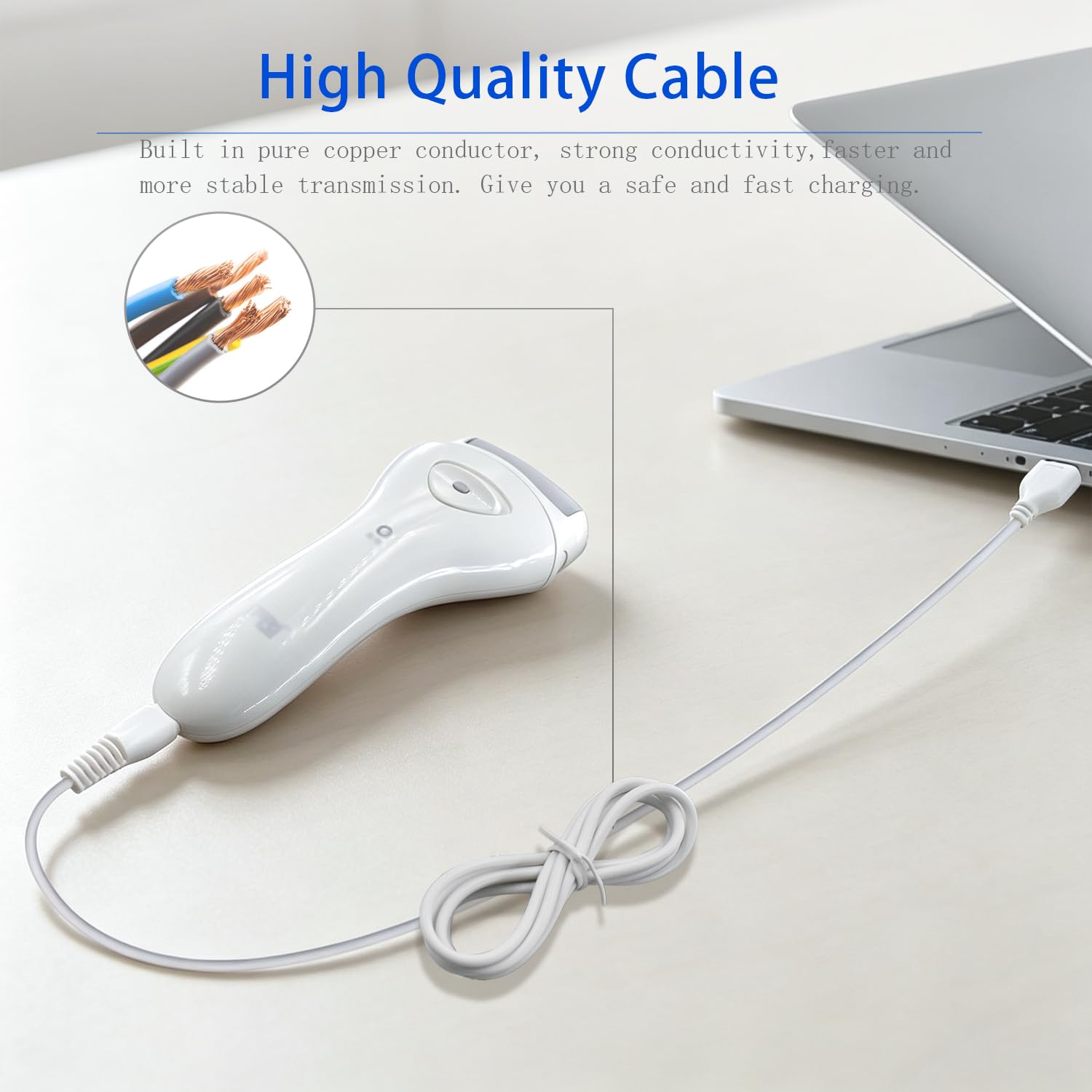 2 PCS Charger Cord Replacement for Pritech Electric Feet Callus Remover Foot Pedicure, USB Power Adapter Charging Cable