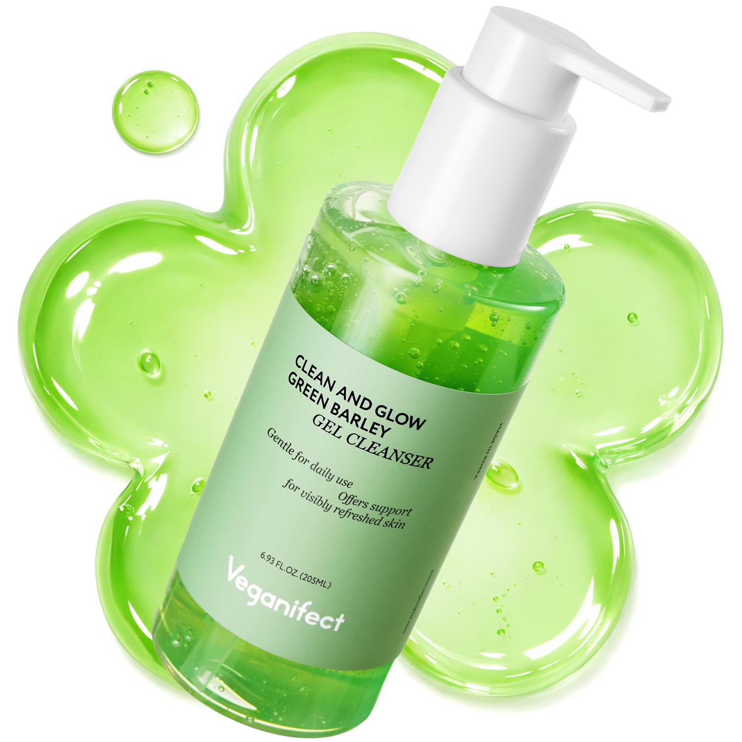 VEGANIFECT Gel Cleanser, Gentle Exfoliation and Face cleanser for Sensitive Skin, Korean Skin Care, Vegan, 6.93 Fl Oz